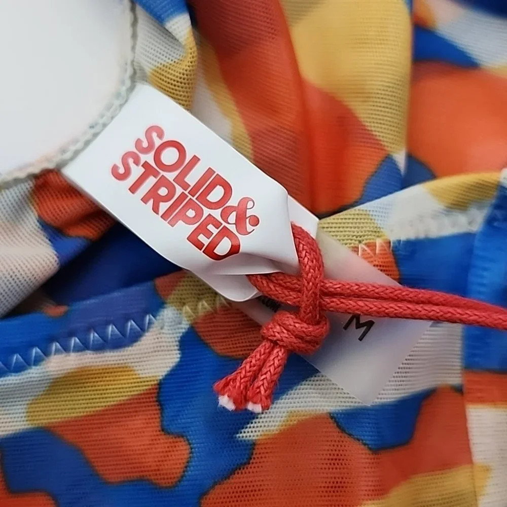 SOLID & STRIPED Luela One Piece Swimsuit Leopard Zebra Print Blue Orange Size M - Picture 10 of 14